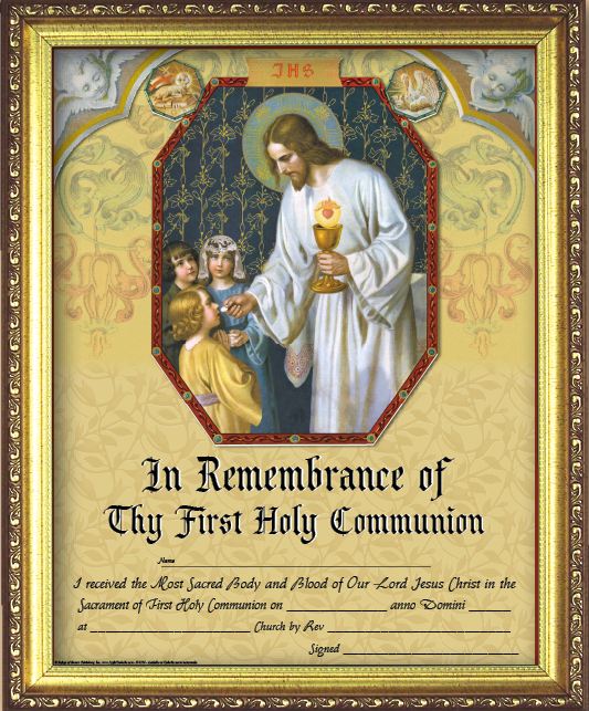 First Holy Communion Gold Framed Certificate