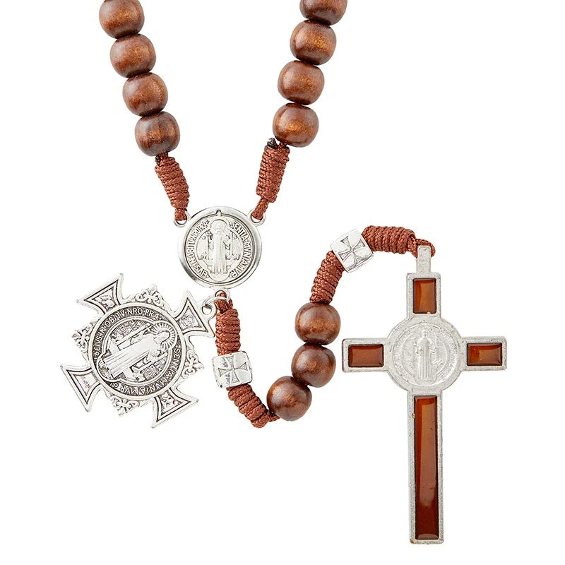 Brown Saint Bendict Paracord Rosary