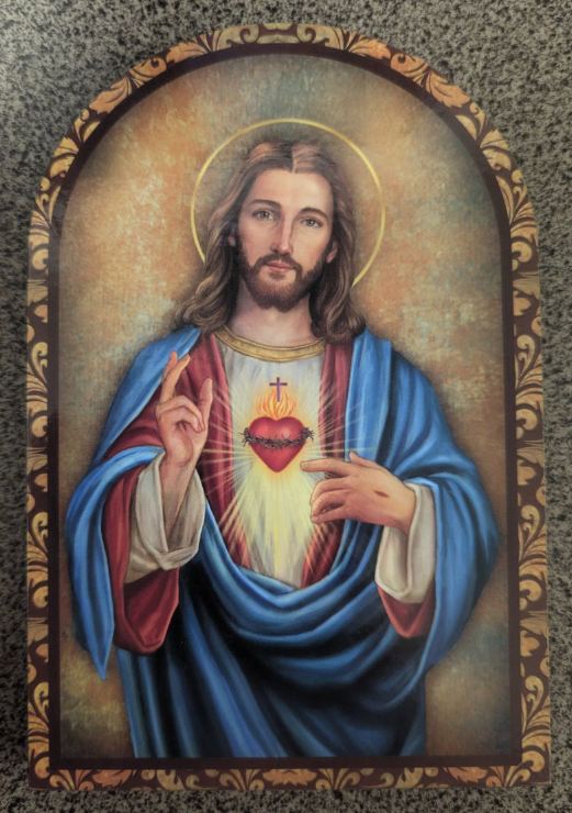 Sacred Heart of Jesus Arched Desk Art