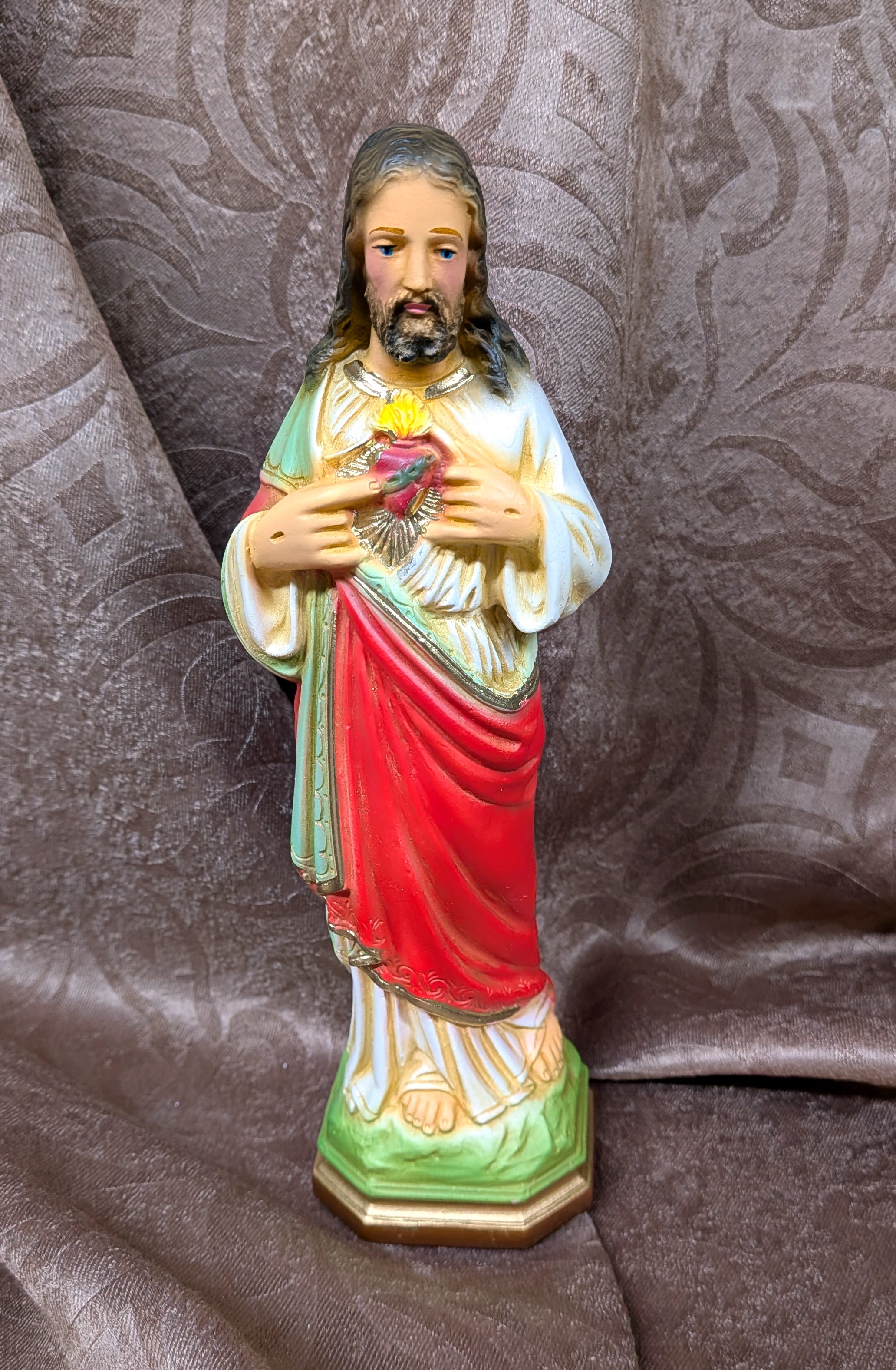 Vintage Sacred Heart of Jesus Statue 9"