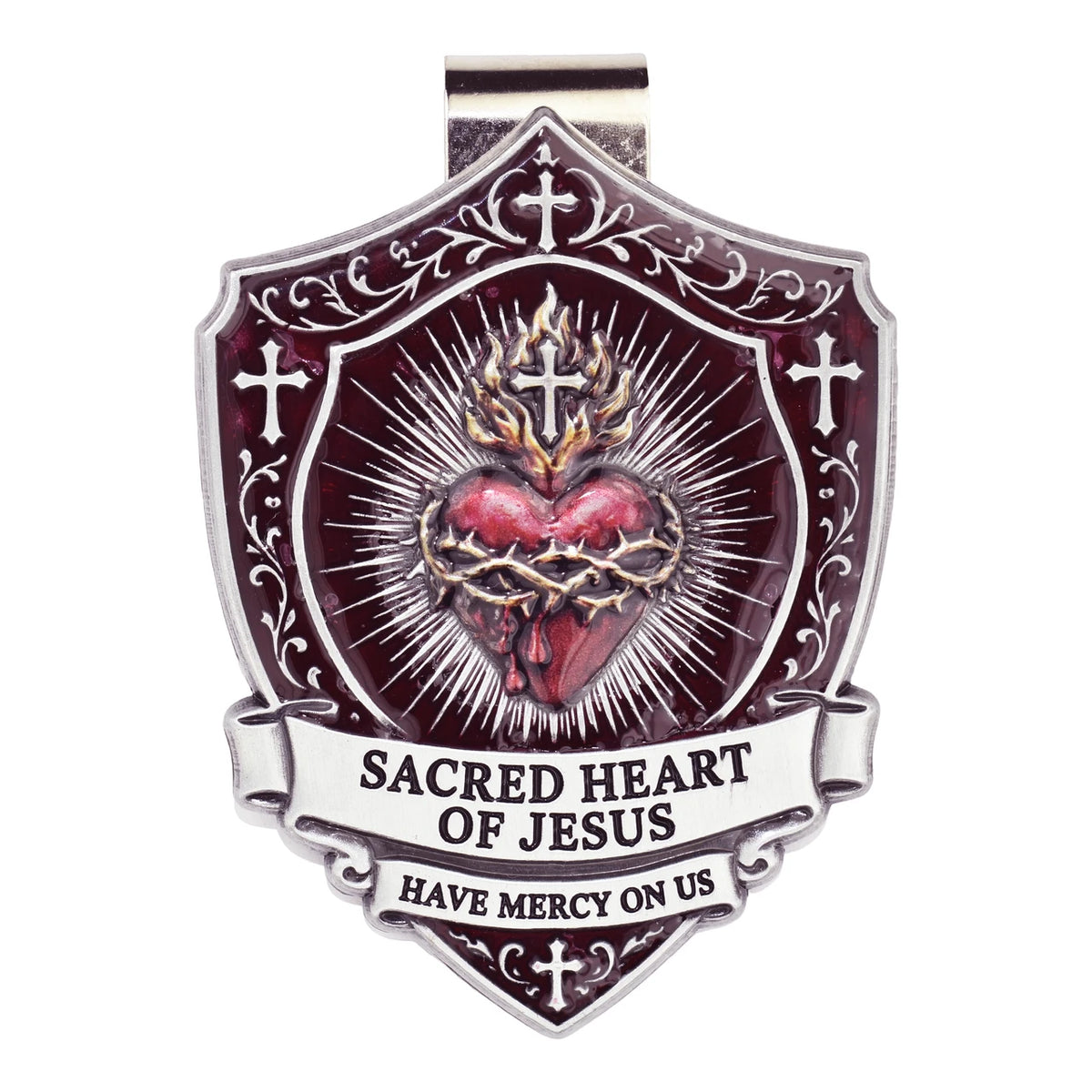Sacred Heart Enameled Visor Clip