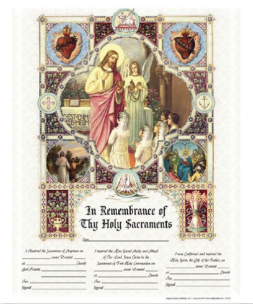 In Remembrance of Thy Holy Sacraments 3-in-1 Certificate