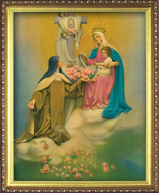 Vision of St. Therese Print Gold Framed