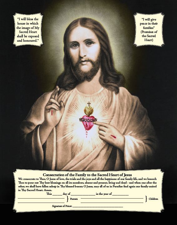 Sacred Heart Enthronement Certificate - Sepia Toned