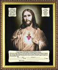 Sacred Heart Enthronement Certificate - Sepia Toned Print Gold Framed