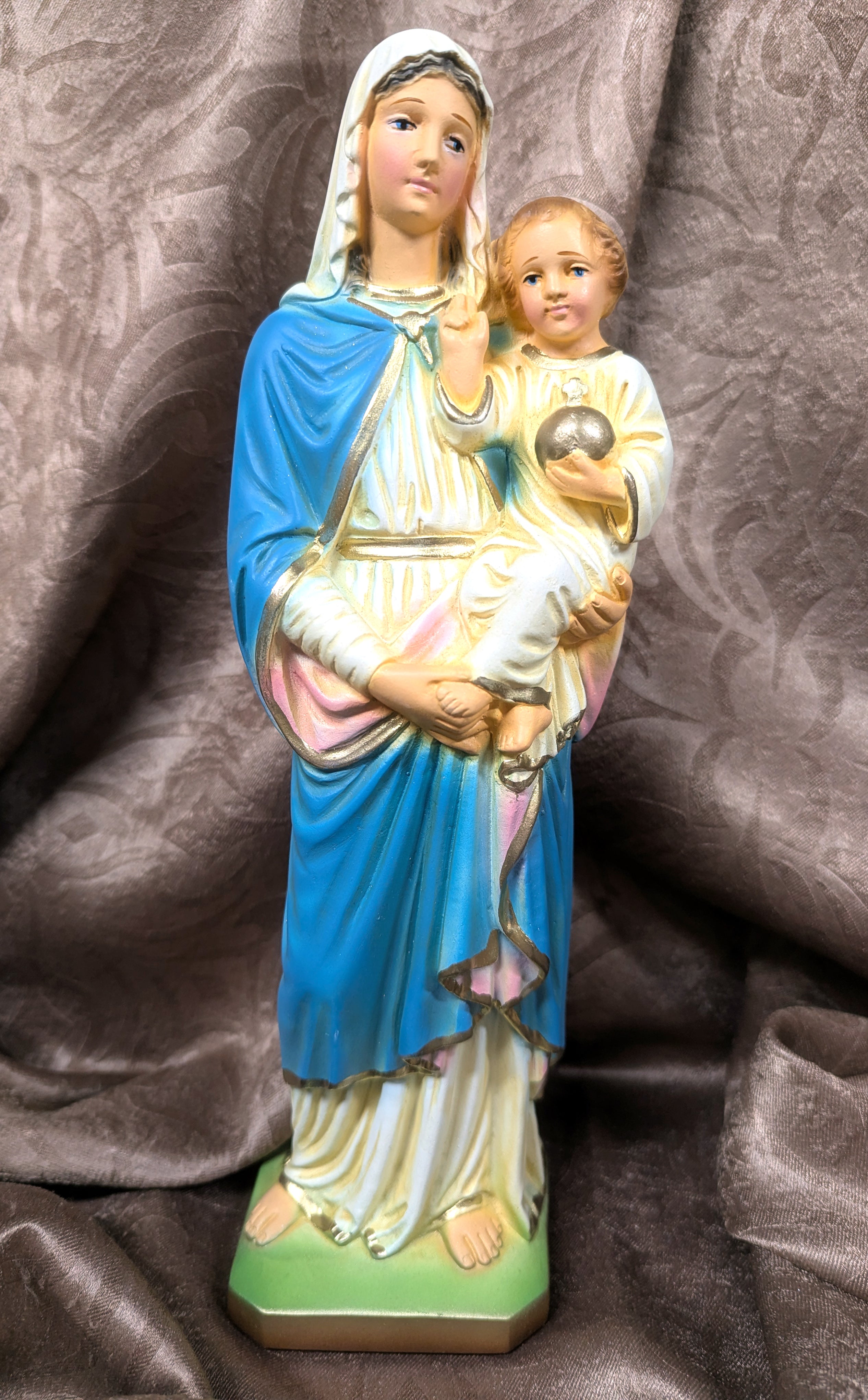 Vintage Blessed Virgin and Child Statue 12"