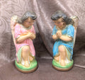 Vintage Adoring Angels Pair Statues 8.5"